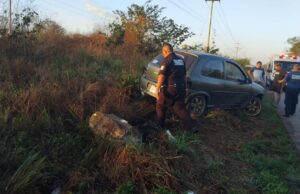 Joven de Motul resulta lesionado tras accidente en la carretera Motul–Muxupip