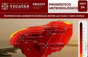 Calor extremo y lluvias aisladas marcarán la jornada en Yucatán; algunas zonas alcanzarían hasta 43 grados