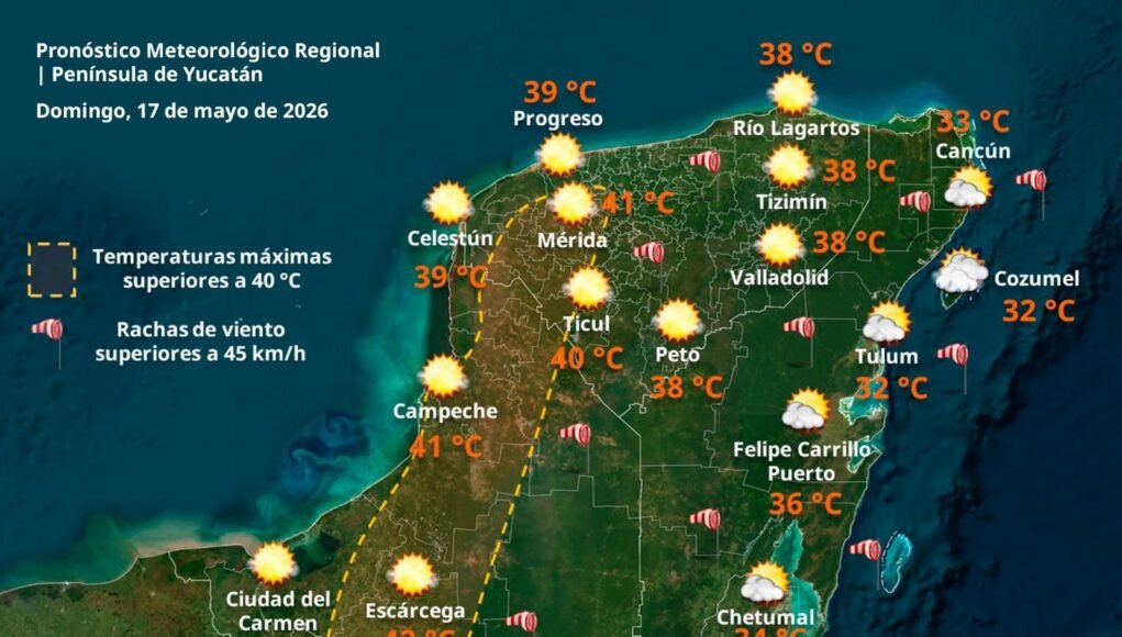 Yucatán enfrentará intenso calor este domingo; Mérida alcanzaría hasta 42 grados