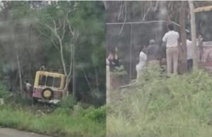 Camión con turistas sufre aparatoso accidente en la carretera Tulum-Playa del Carmen