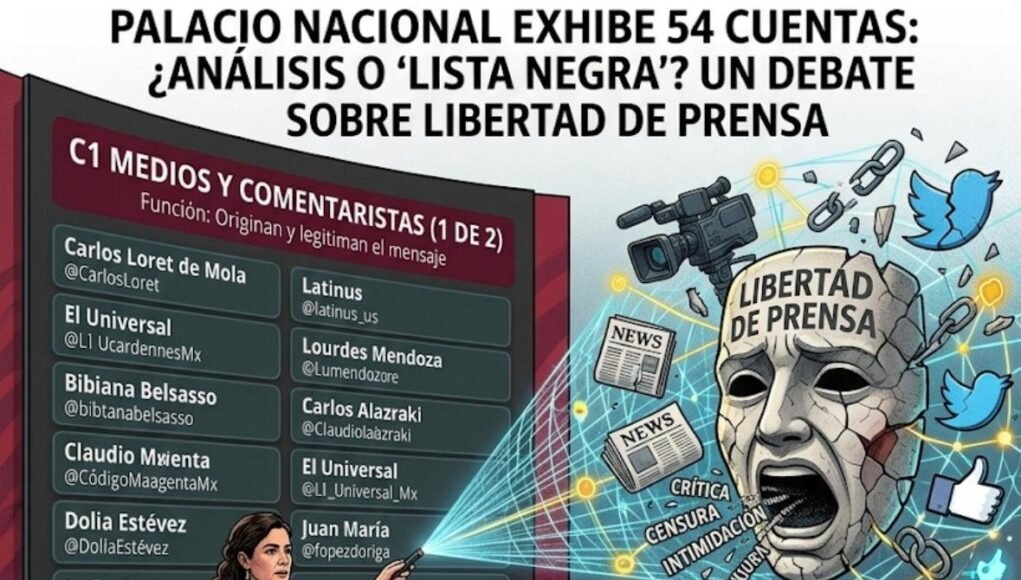 Exhibición de 54 cuentas desde Palacio Nacional desata debate sobre libertad de prensa y crítica al Gobierno